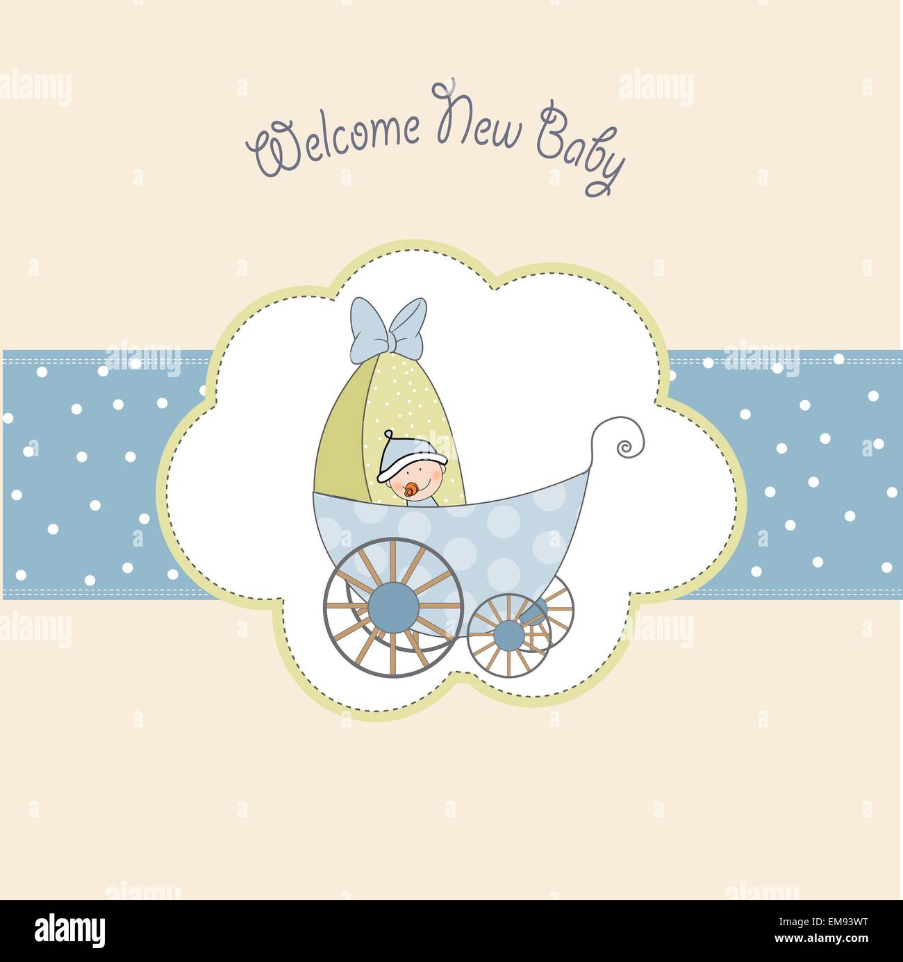baby boy shower card with stroller Stock Vector Image & Art - Alamy
