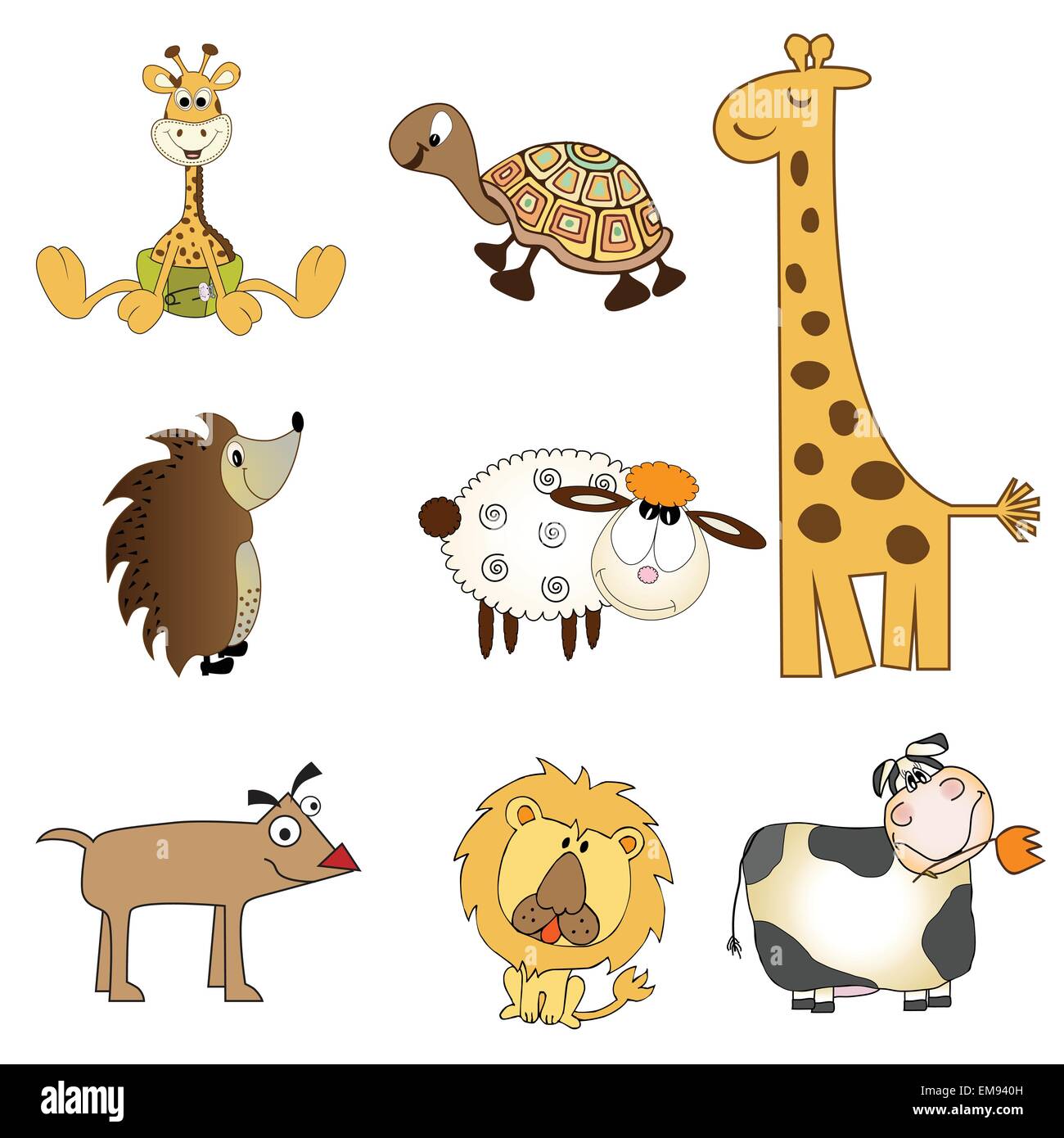 funny animals items set in vector format, isolated on white back Stock Vector