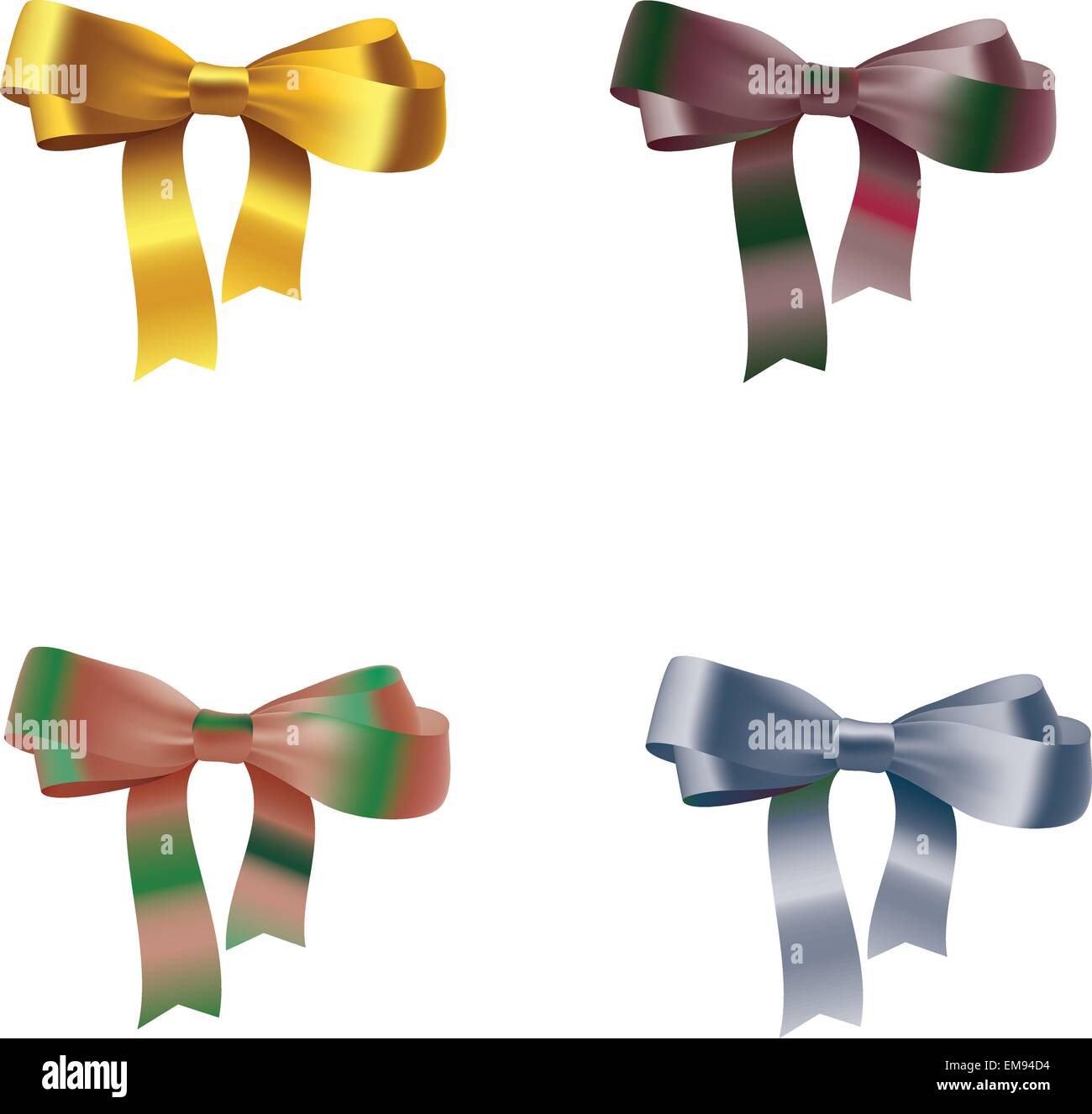 set of colorful gift bows with ribbons. Vector illustration Stock ...