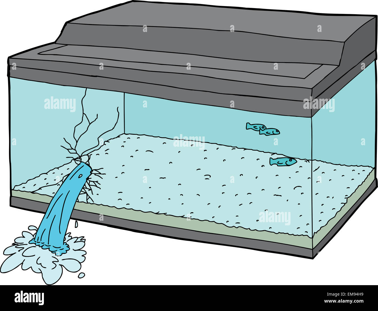Single hand drawn broken fish tank over white Stock Photo Alamy
