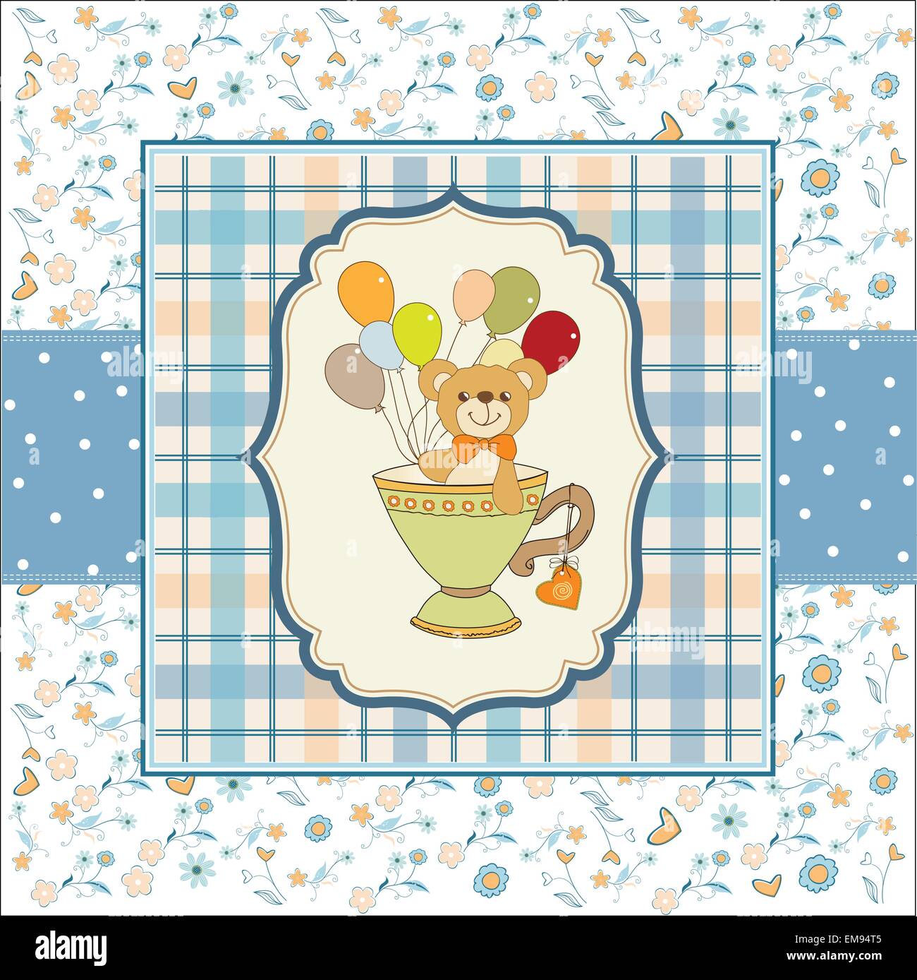 baby shower card with cute teddy bear Stock Vector Image & Art - Alamy