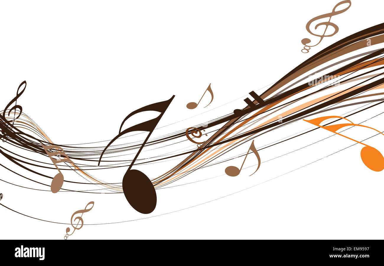 Vector Illustration of an Abstract Background with Colorful Music notes ...