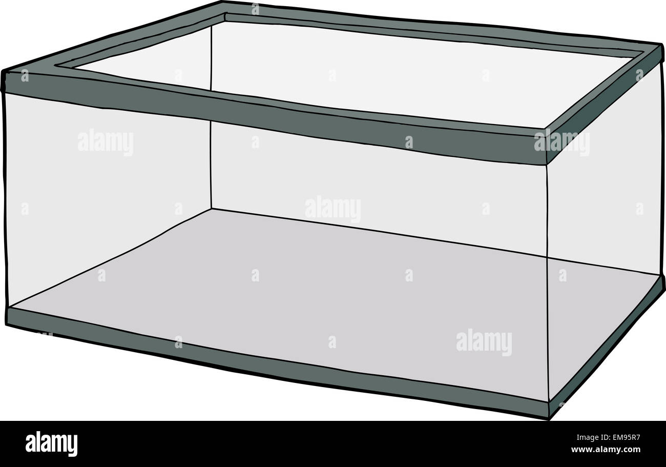 Single hand drawn empty fish tank cartoon over white Stock Photo - Alamy