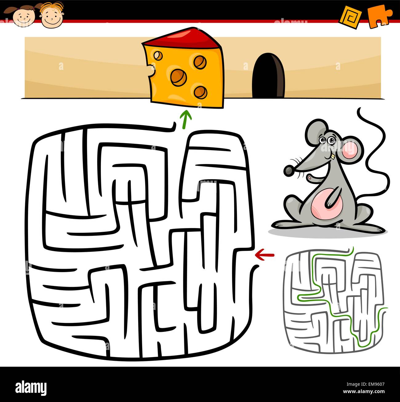 cartoon maze or labyrinth game Stock Vector