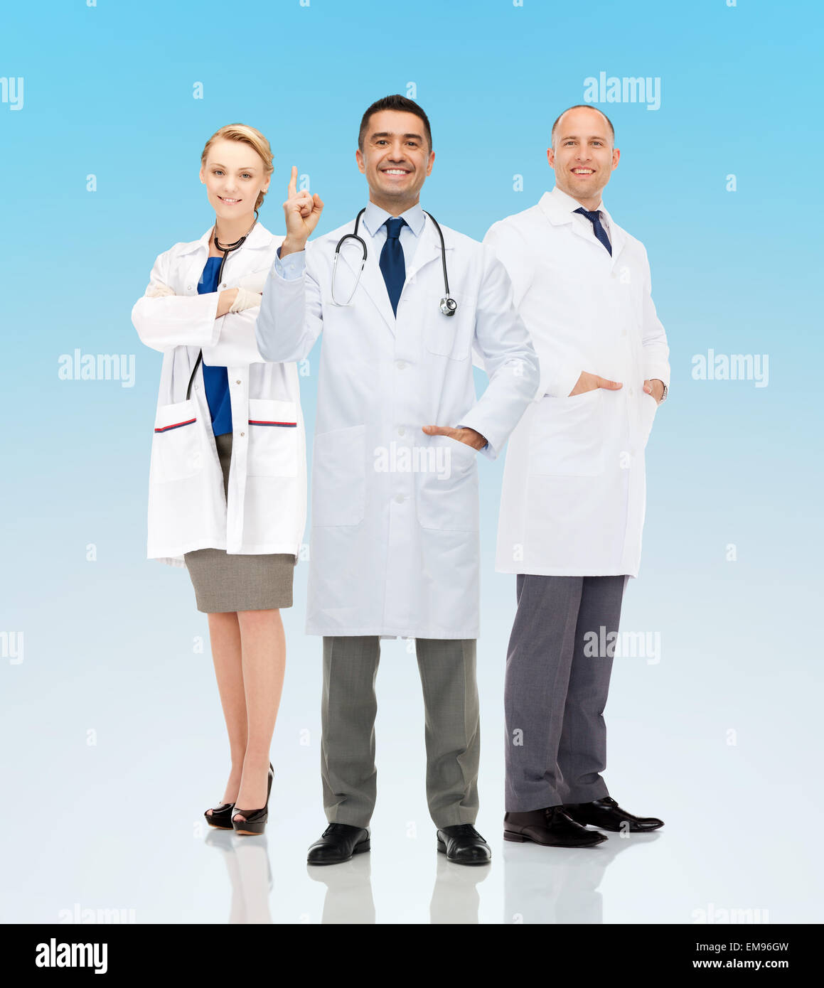 group of smiling doctors in white coats Stock Photo Alamy