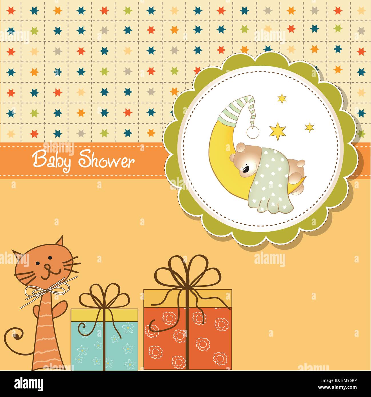 funny cartoon baby shower card Stock Vector