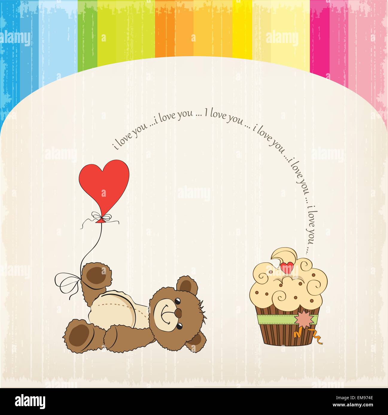 cute love card with teddy bear Stock Vector Image & Art - Alamy