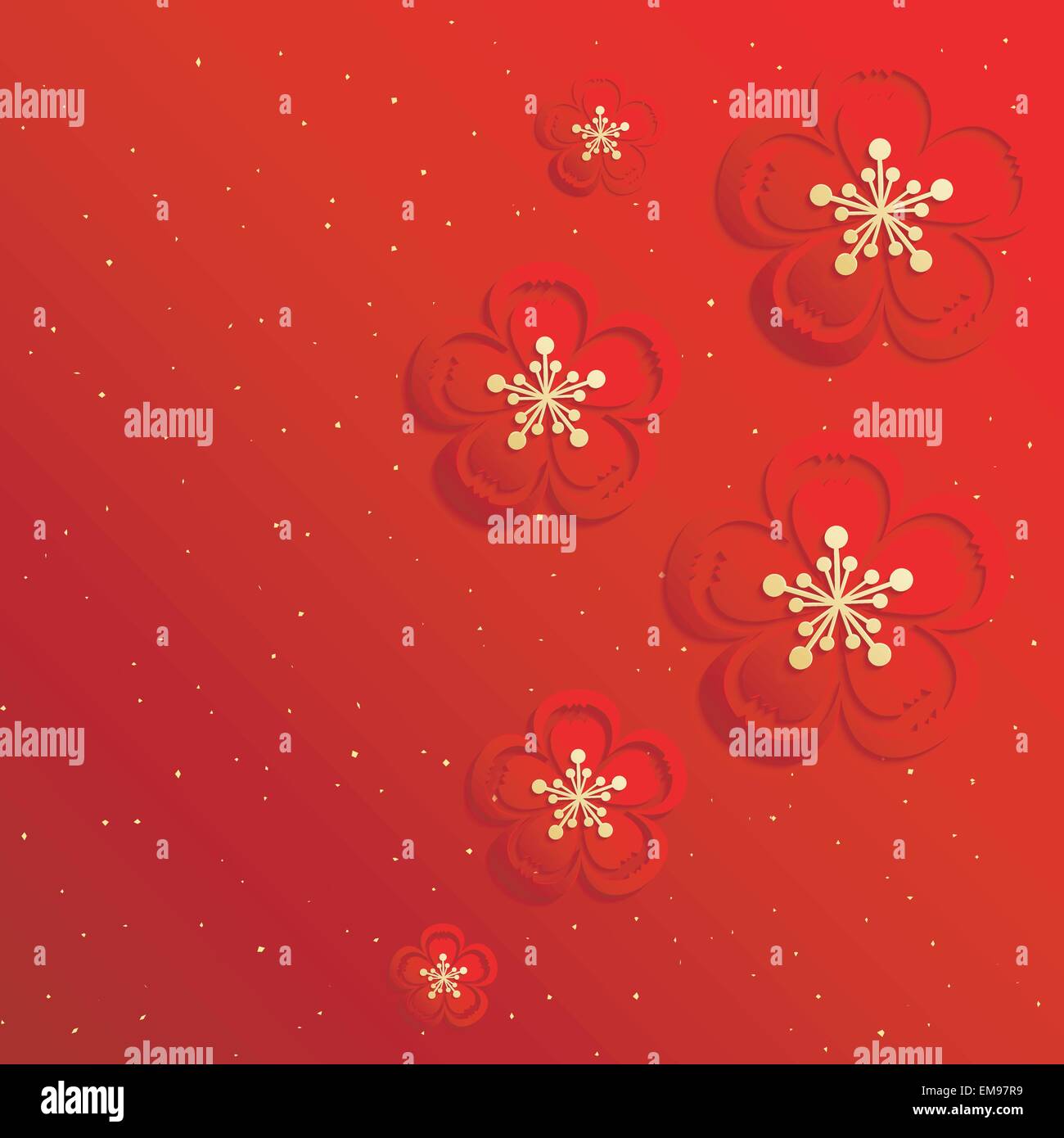 Oriental Chinese New Year Cherry Blossom Background Stock Vector Image