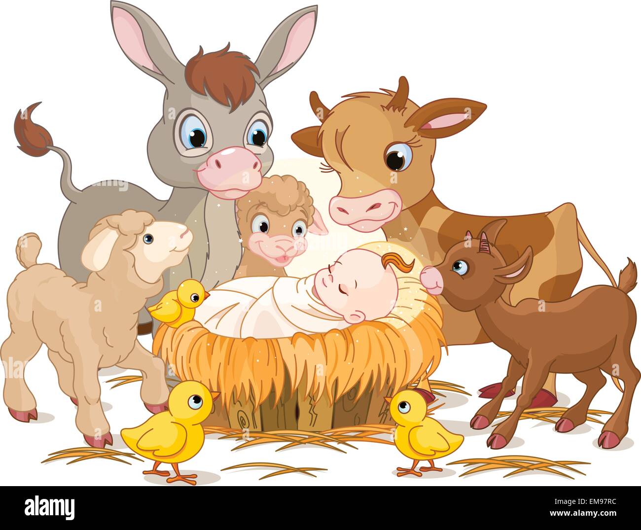Holy child with animals Stock Vector