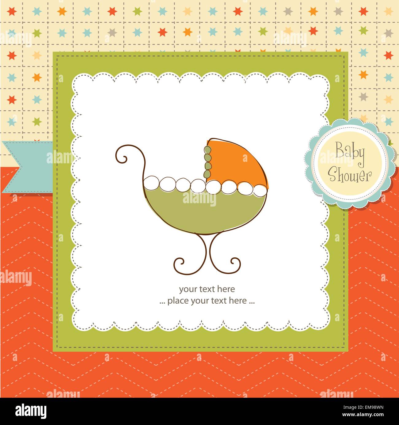baby shower card with stroller Stock Vector Image & Art - Alamy