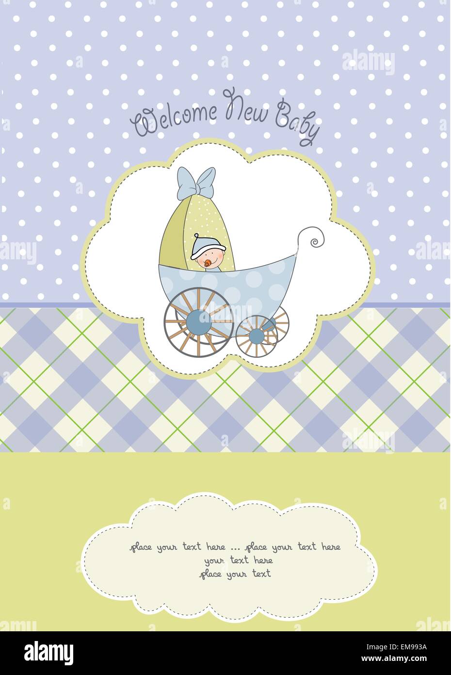 baby boy shower card with stroller Stock Vector Image & Art - Alamy