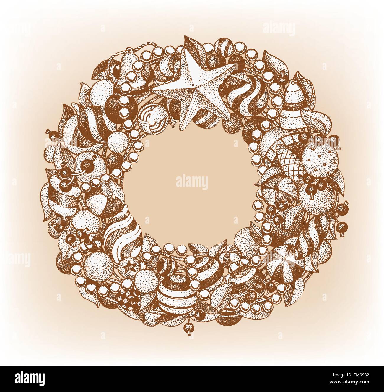 Hand made christmas wreath Stock Vector Images - Alamy