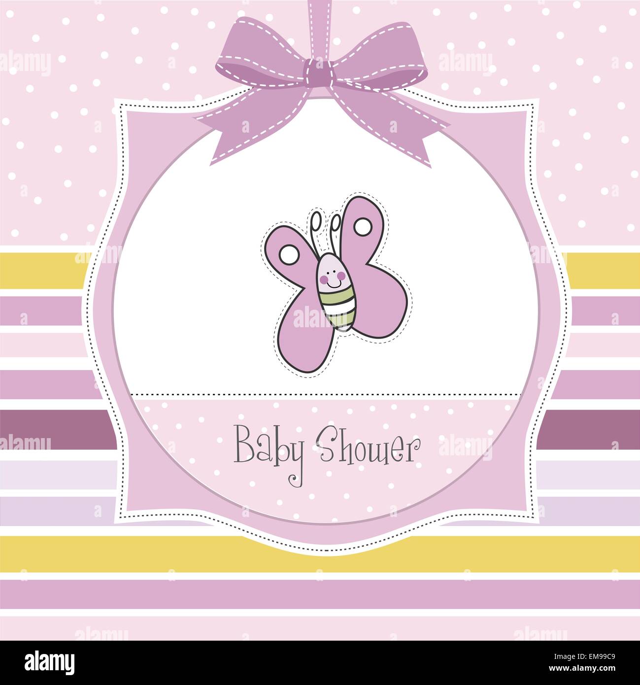 cute baby shower card with butterfly Stock Vector Image & Art Alamy