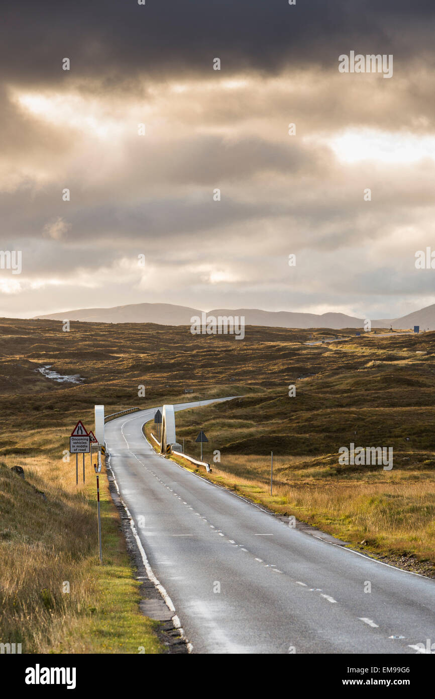 A82 road near Glen Coe Balachulish showing mountain range in early morning light, Highland, Scotland Stock Photo