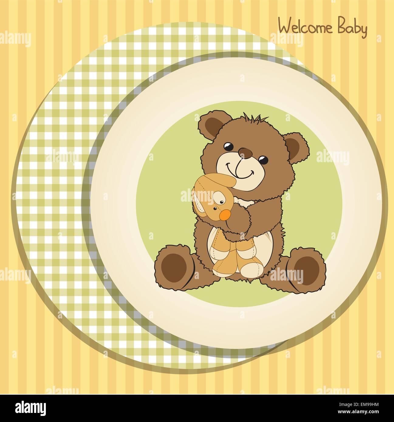 baby shower card with teddy bear and his toy Stock Vector Image & Art ...