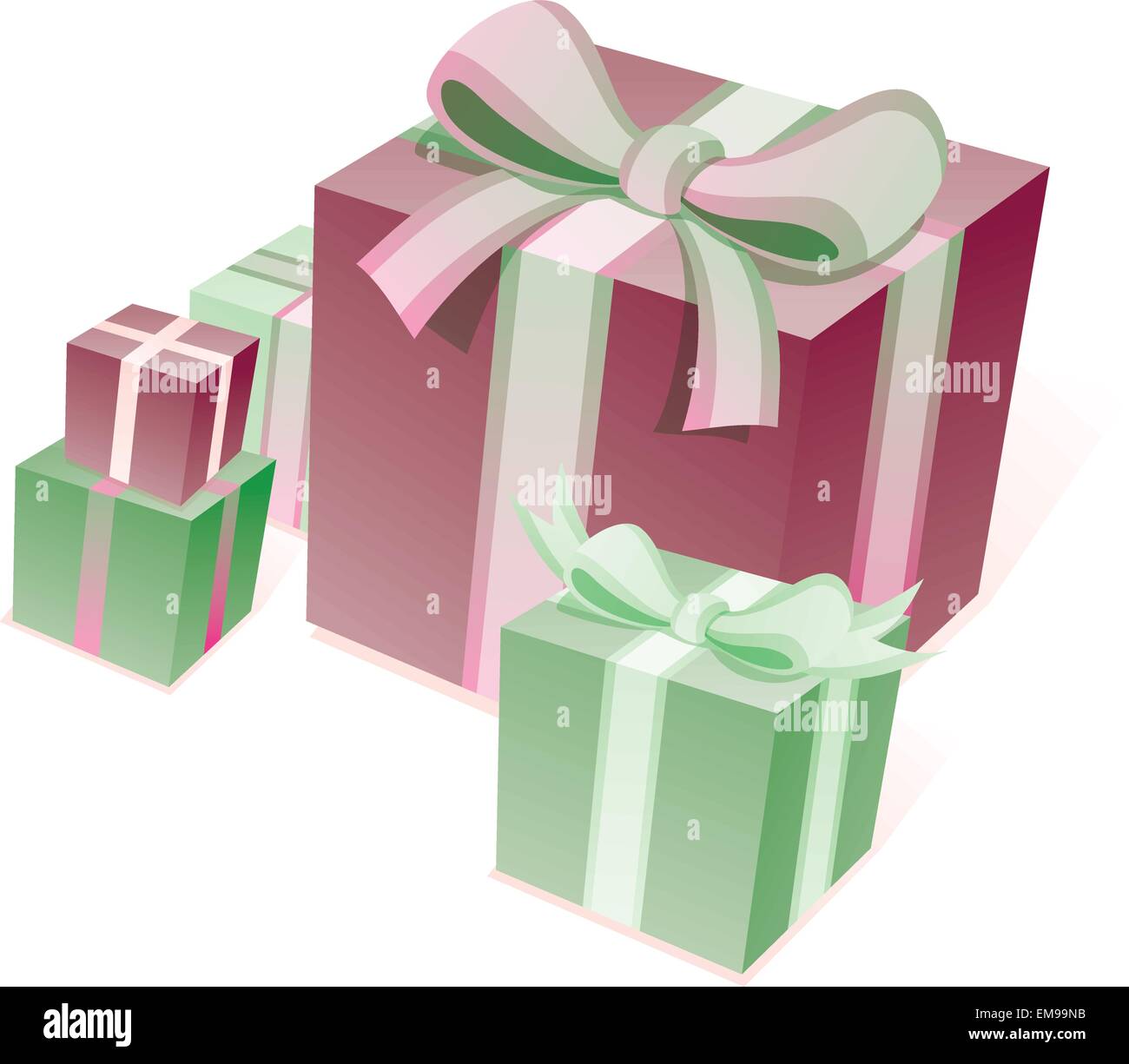Gift boxes with ribbon and bow. Vector illustration Stock Vector Image
