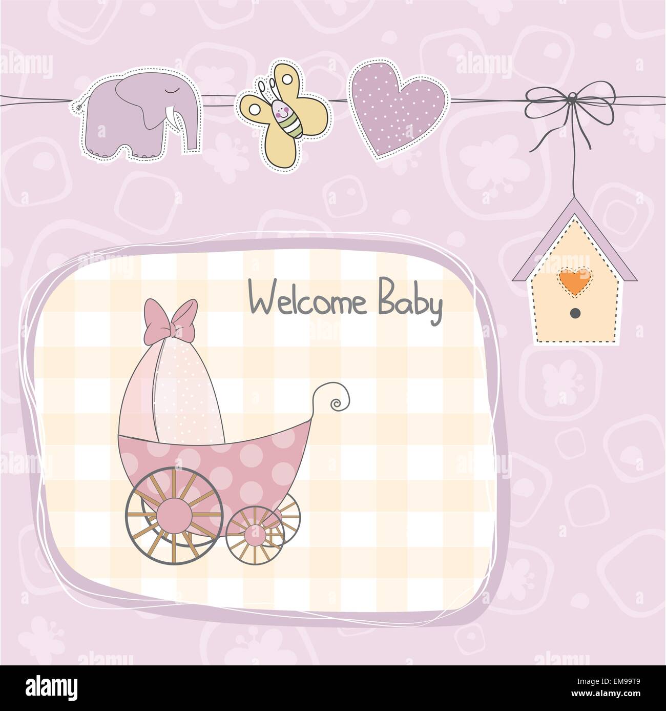 baby girl shower card with stroller Stock Vector Image & Art - Alamy