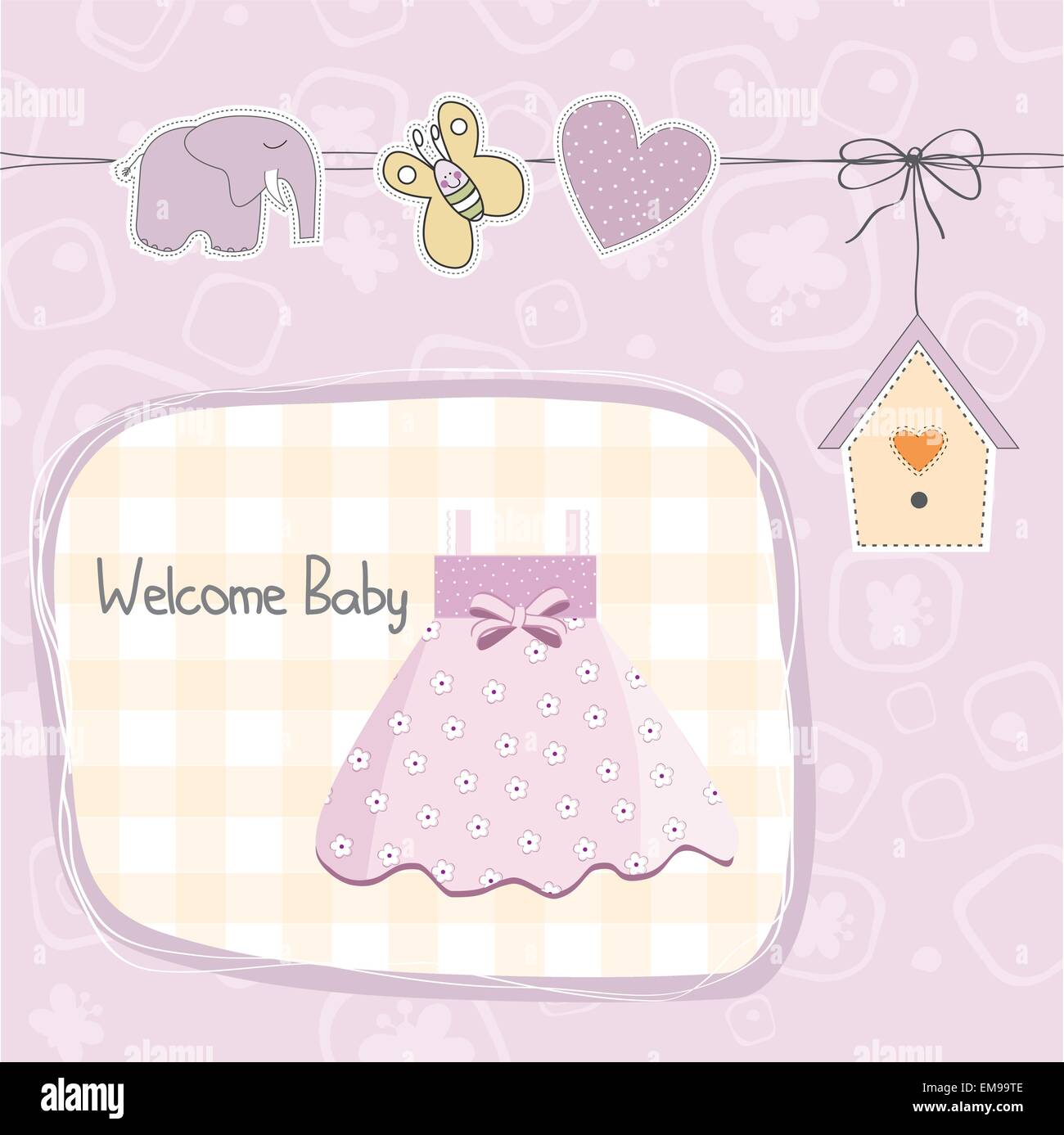 baby girl shower card with dress Stock Vector Image & Art - Alamy