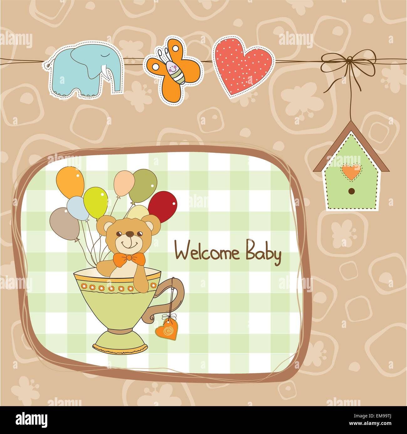 baby shower card with cute teddy bear Stock Vector Image & Art - Alamy