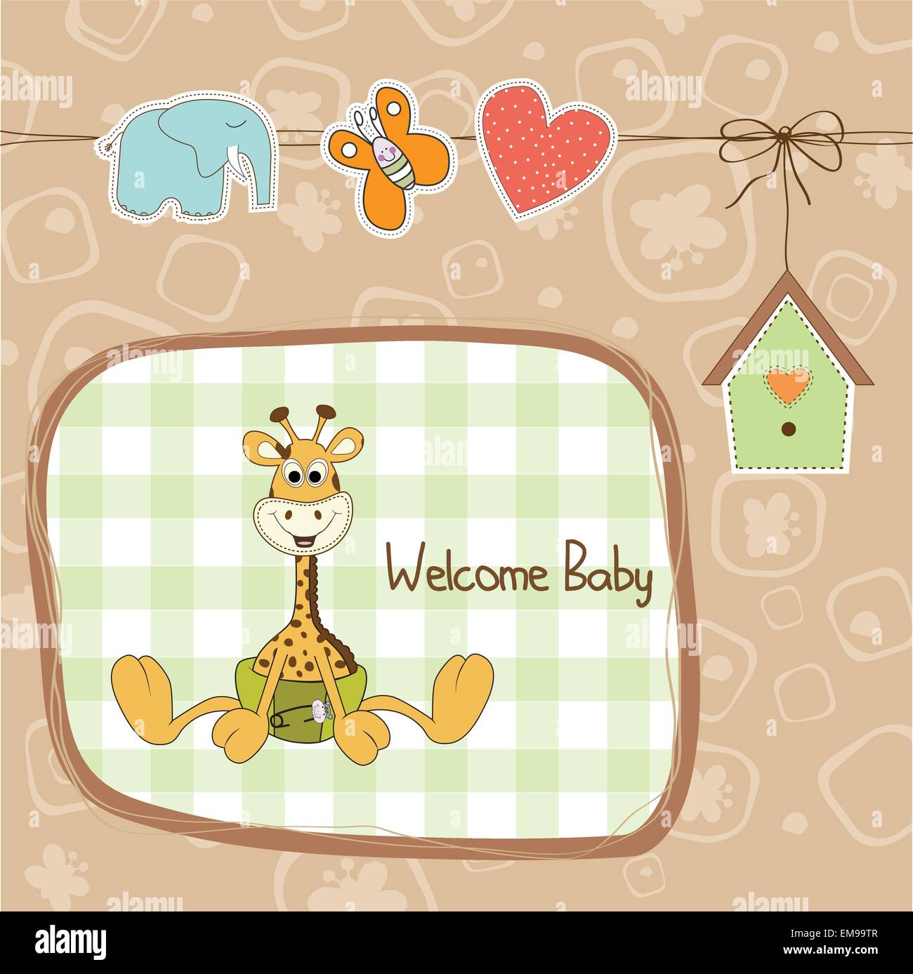 baby shower card with baby giraffe Stock Vector