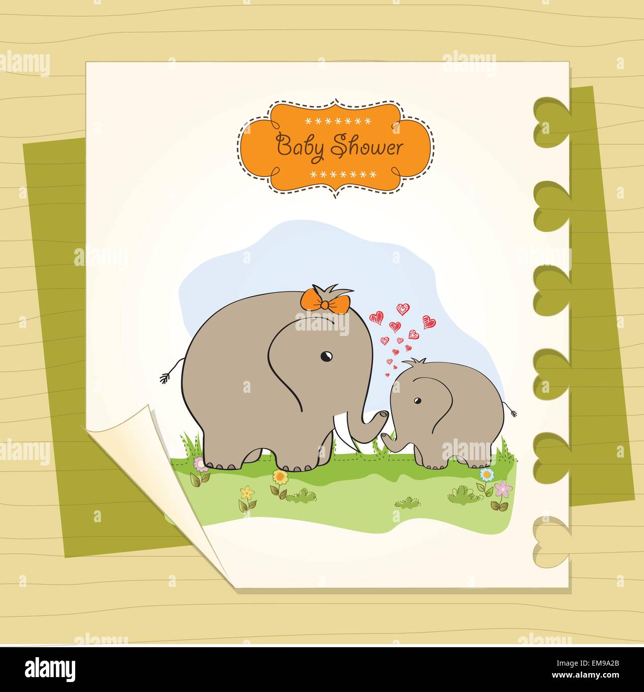 baby shower card with baby elephant and his mother Stock Vector Image ...