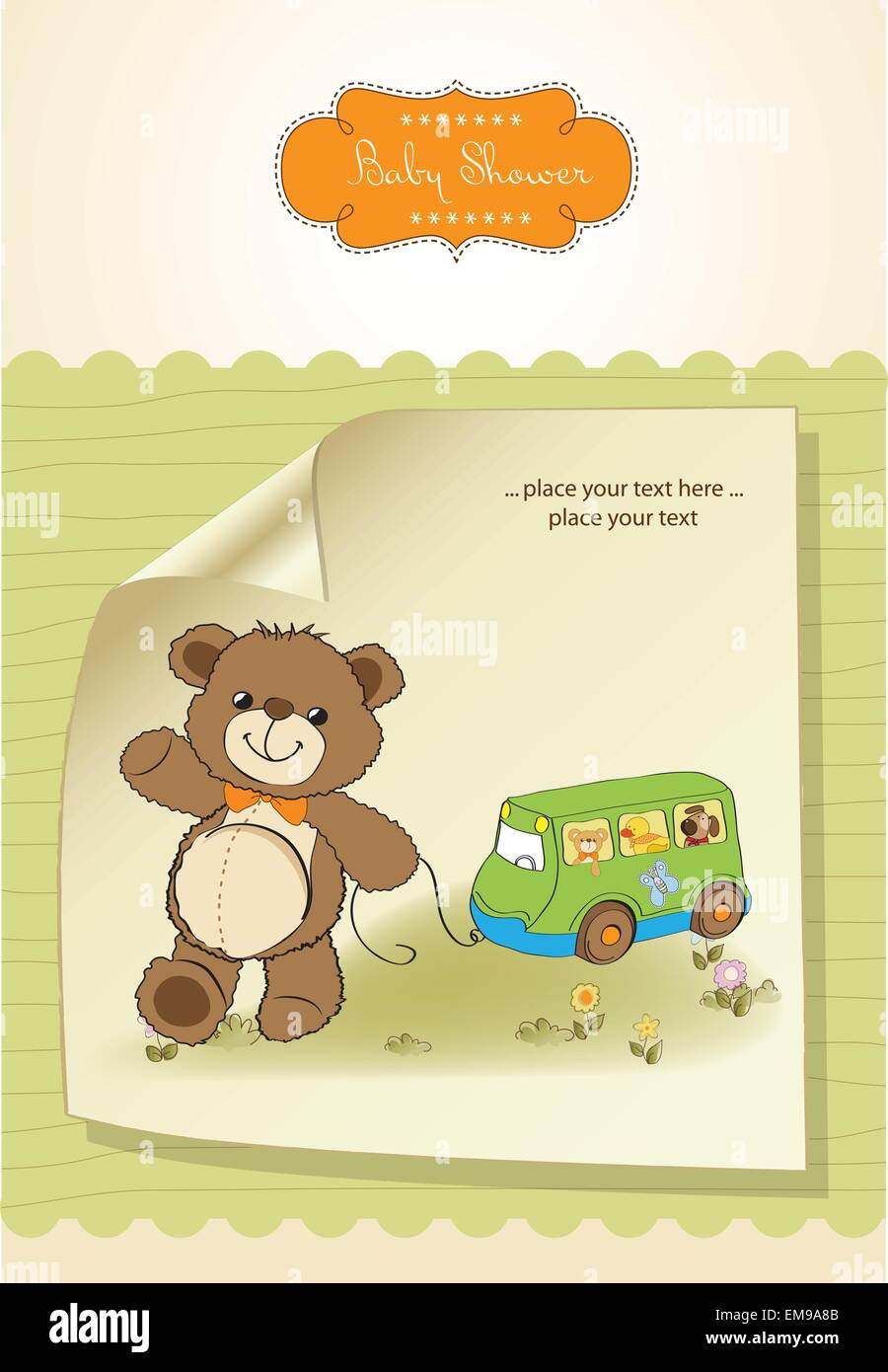baby shower card with cute teddy bear Stock Vector Image & Art - Alamy