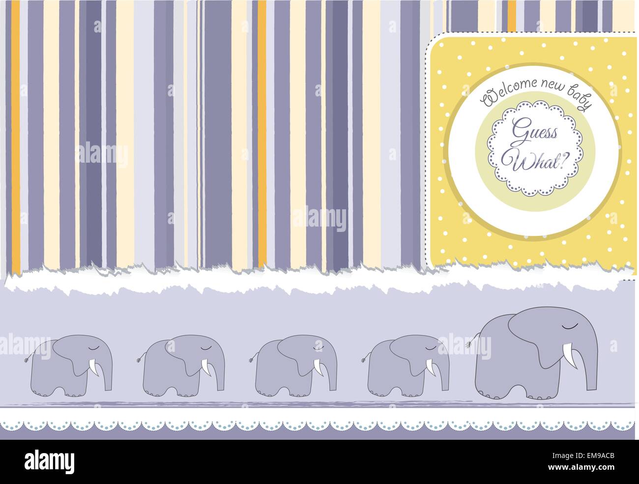 Baby announcement card with elephant hires stock photography and
