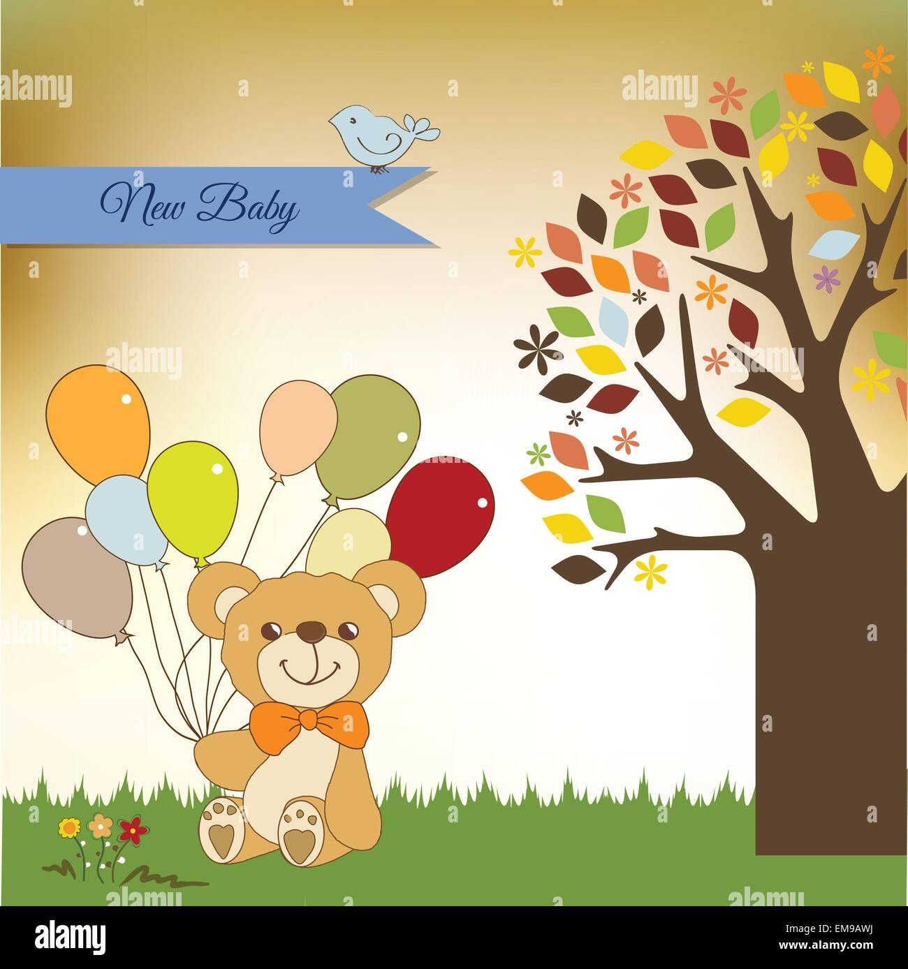 baby shower card with cute teddy bear Stock Vector Image & Art - Alamy