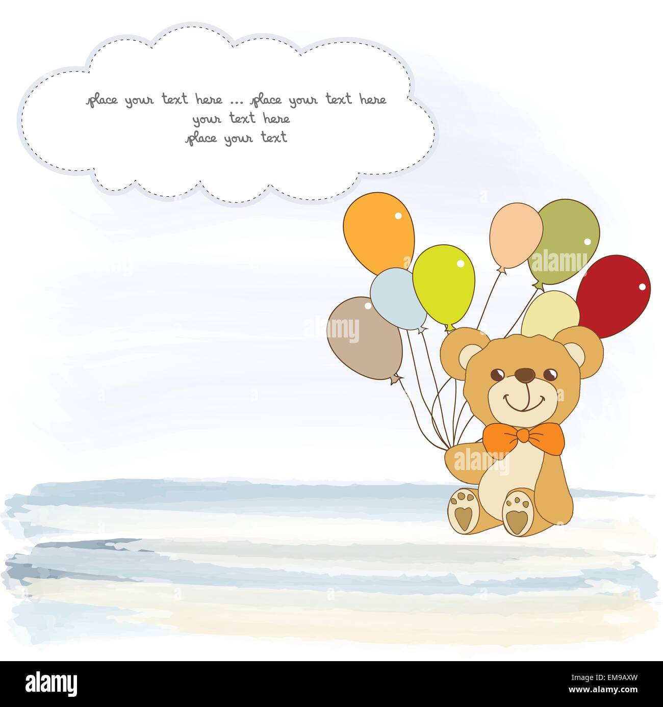 baby shower card with cute teddy bear Stock Vector Image & Art - Alamy