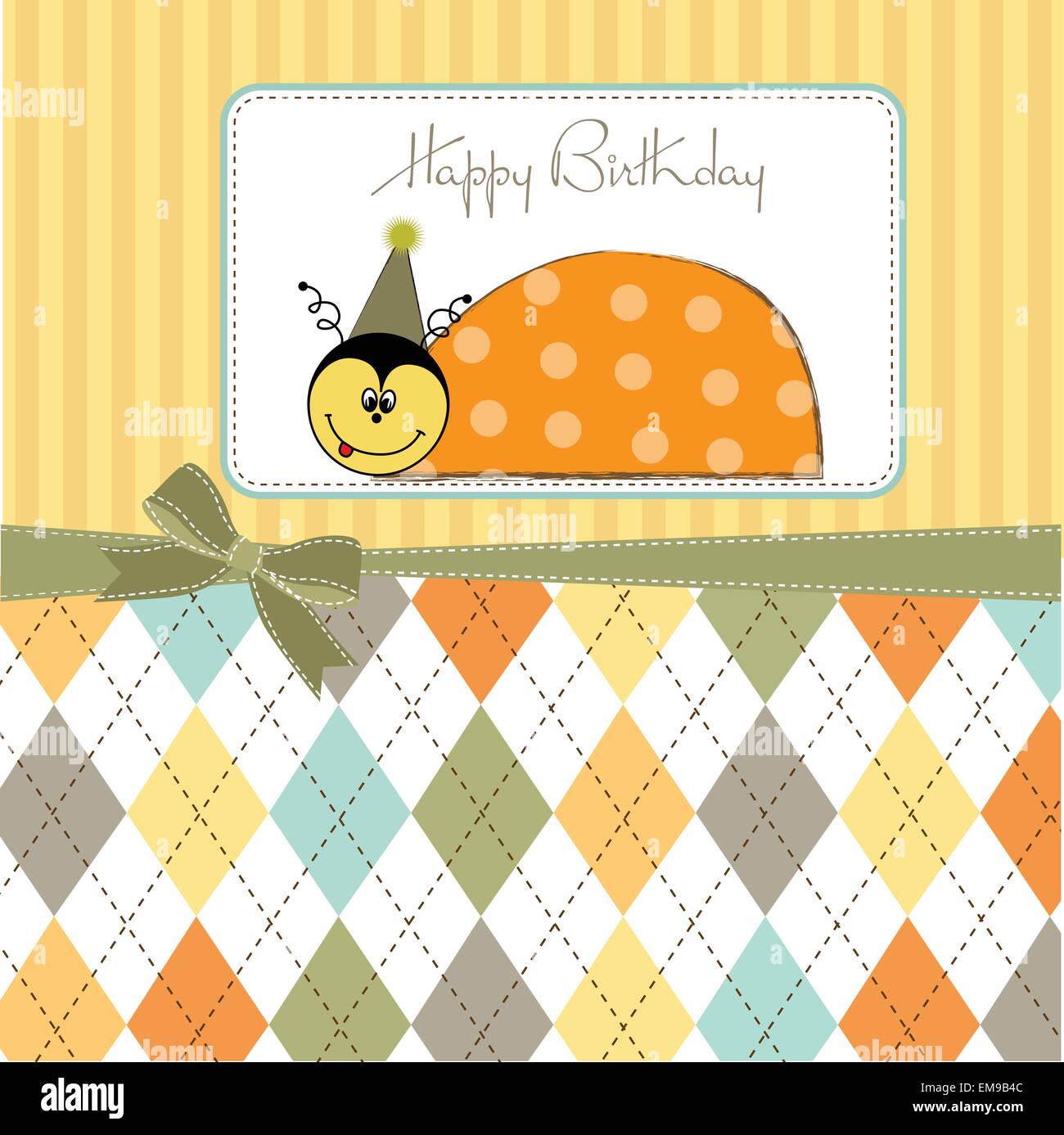 happy birthday card with ladybug Stock Vector Image & Art - Alamy