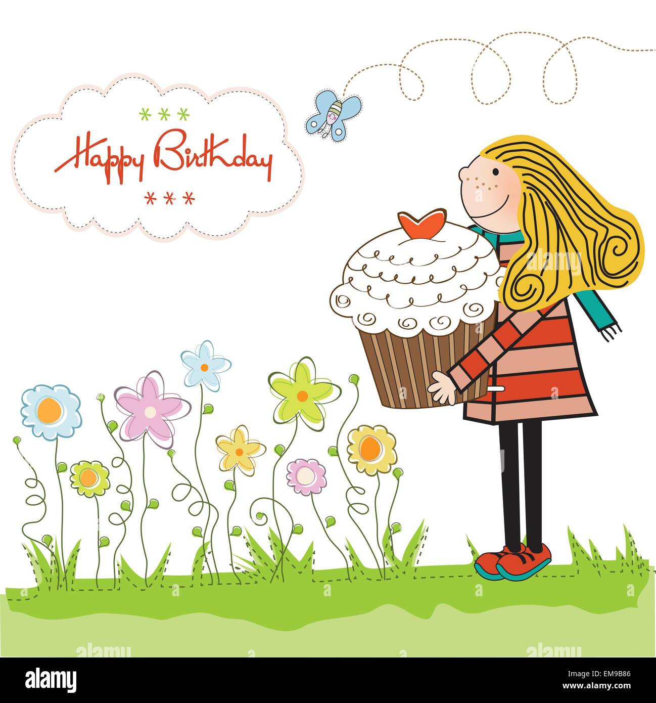 Happy birthday card girl Stock Vector Images Alamy