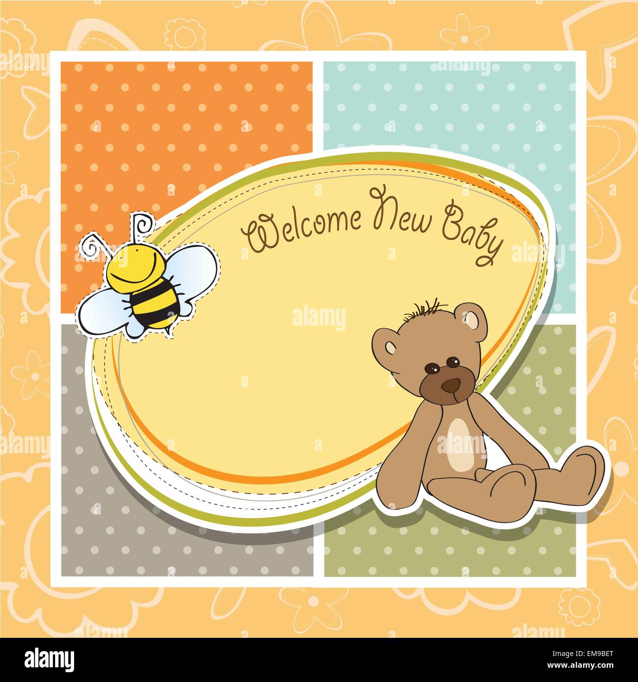 baby shower card with teddy bear toy Stock Vector Image & Art Alamy