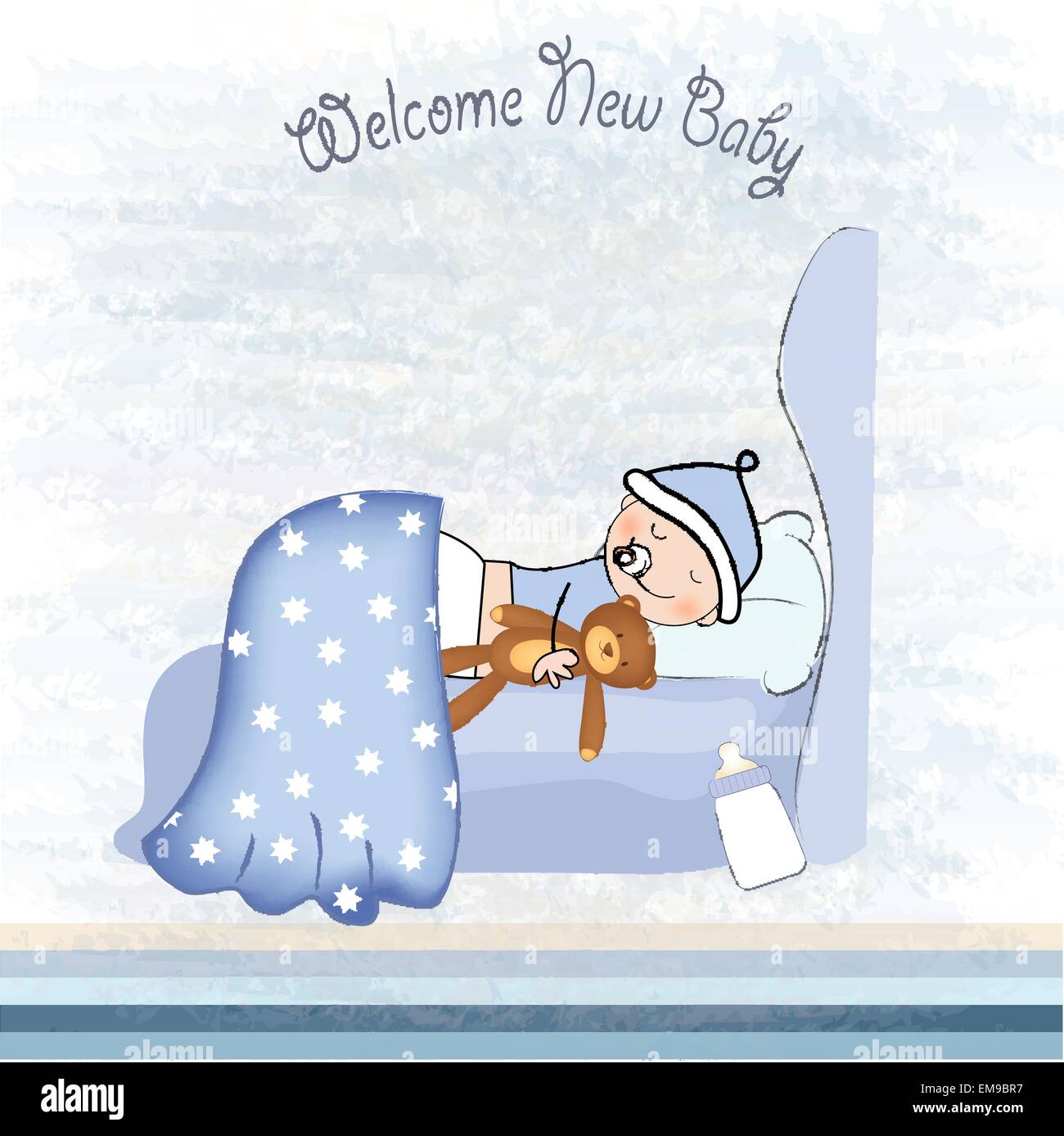 welcome new baby boy Stock Vector