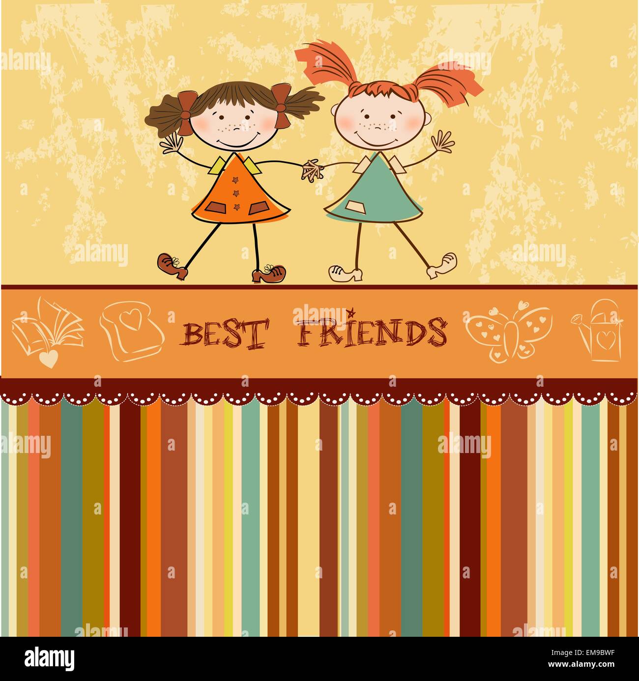 Two little girls best friends Stock Vector Images - Alamy