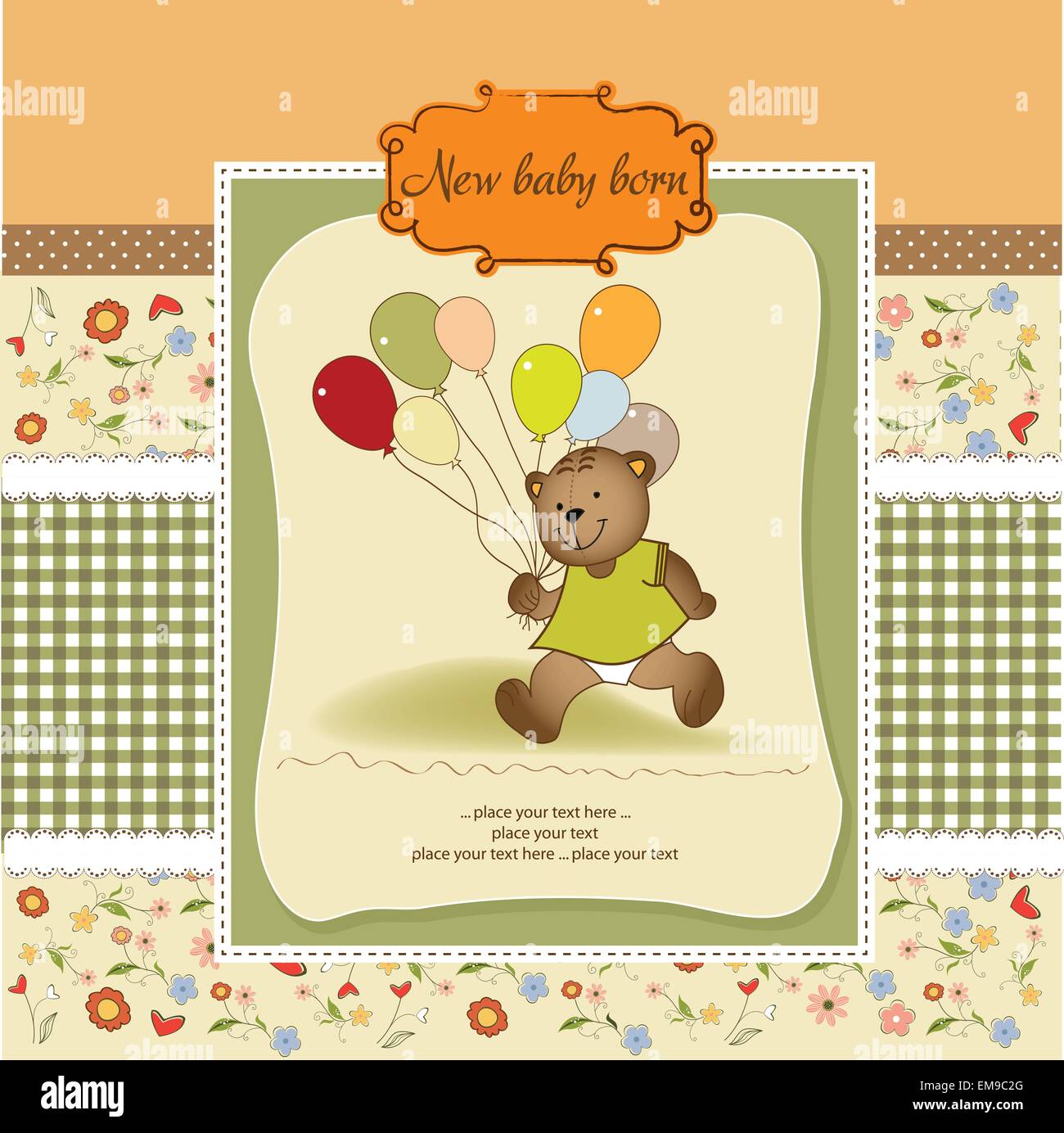 baby shower card with cute teddy bear Stock Vector Image & Art - Alamy