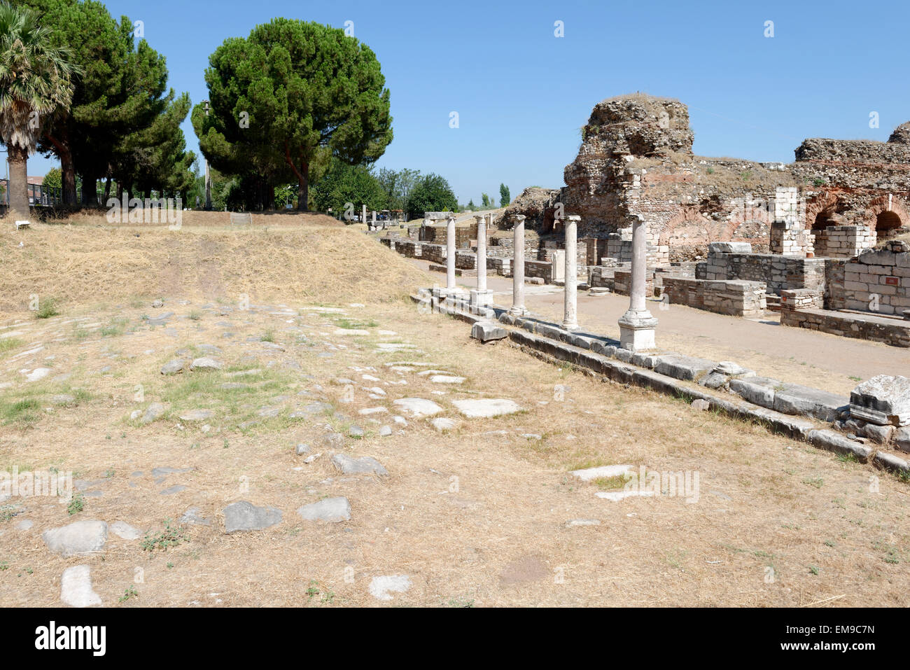 Sardis Rome Small section of the monumental ancient Roman colonnaded street at the ...
