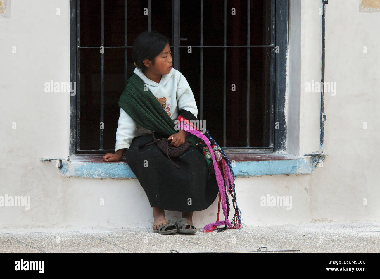 Tzotzil Maya Girl, San Cristobal De Las Casas, Chiapas, Mexico Stock