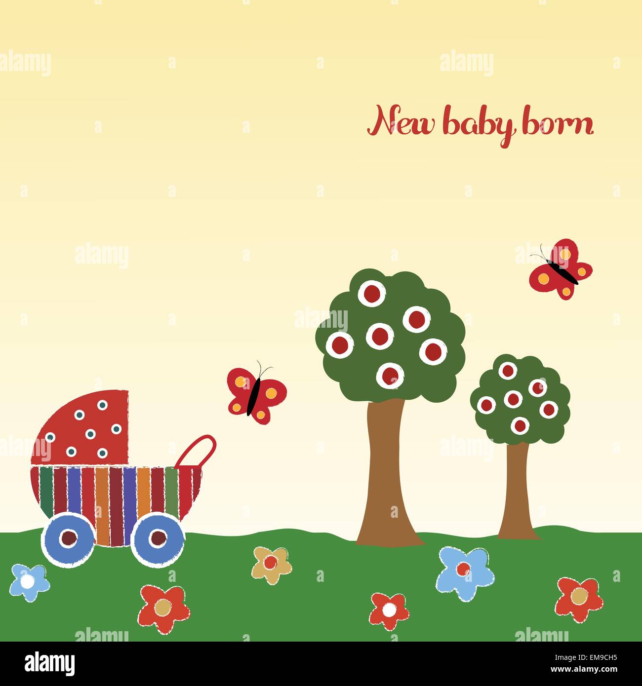 baby shower card with cute stroller Stock Vector Image & Art - Alamy