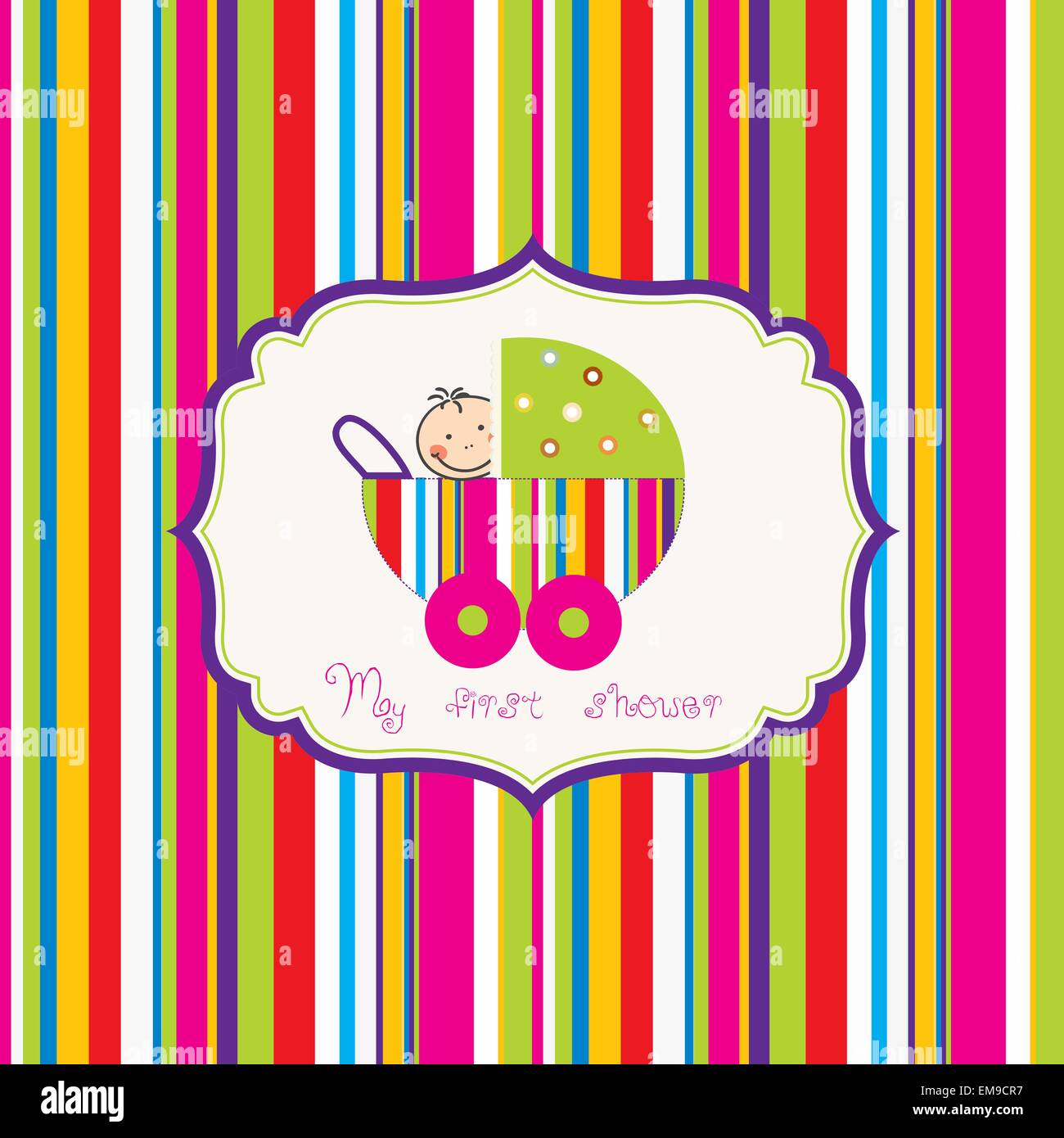 baby shower card with cute stroller Stock Vector Image & Art - Alamy