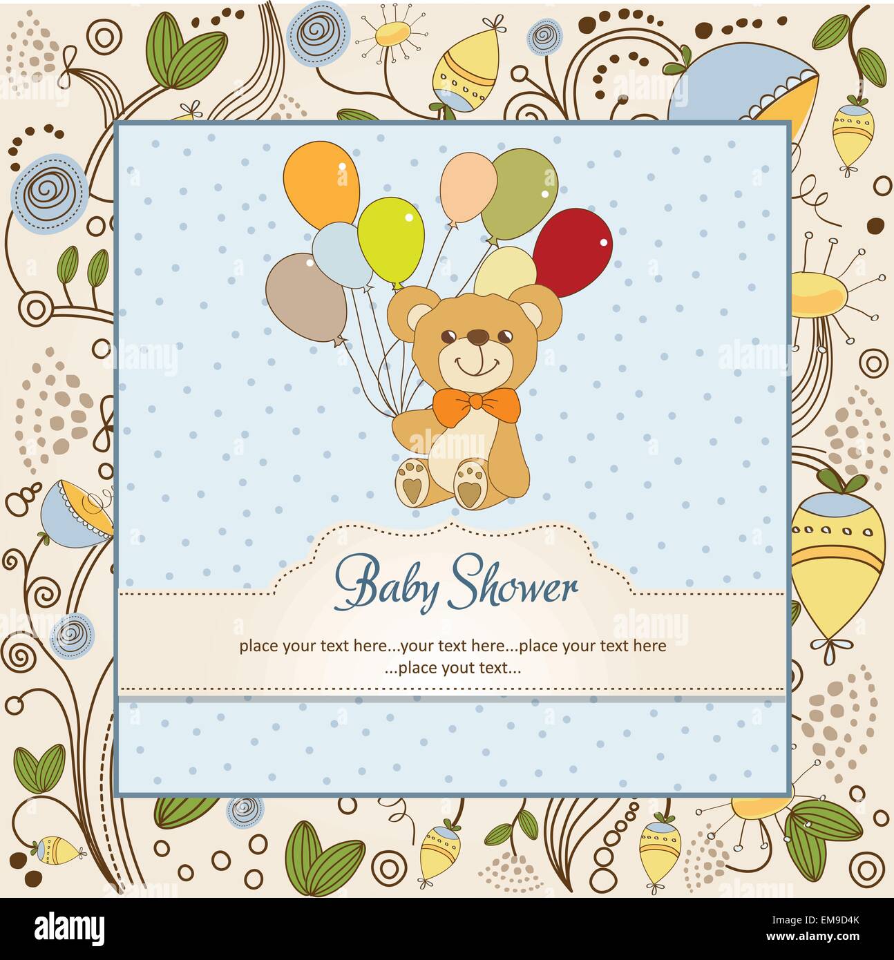 baby shower card with cute teddy bear Stock Vector Image & Art - Alamy