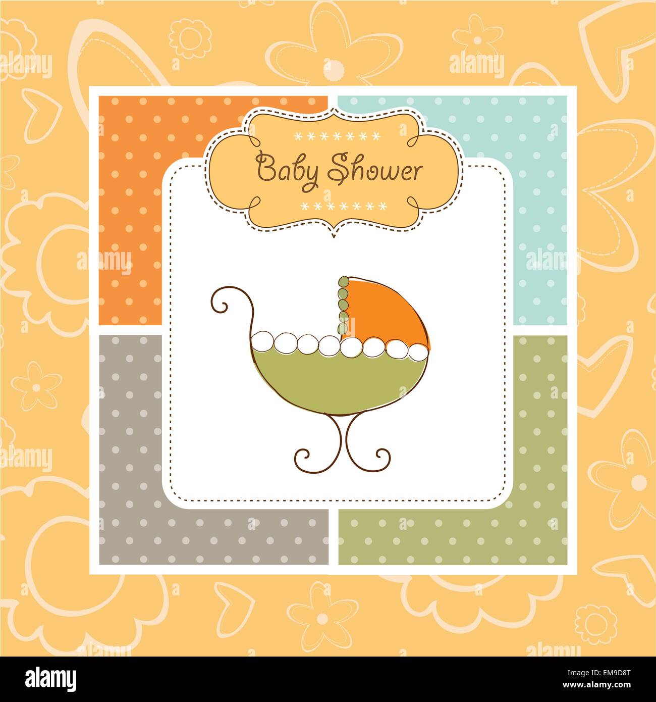 baby shower card with stroller Stock Vector Image & Art - Alamy