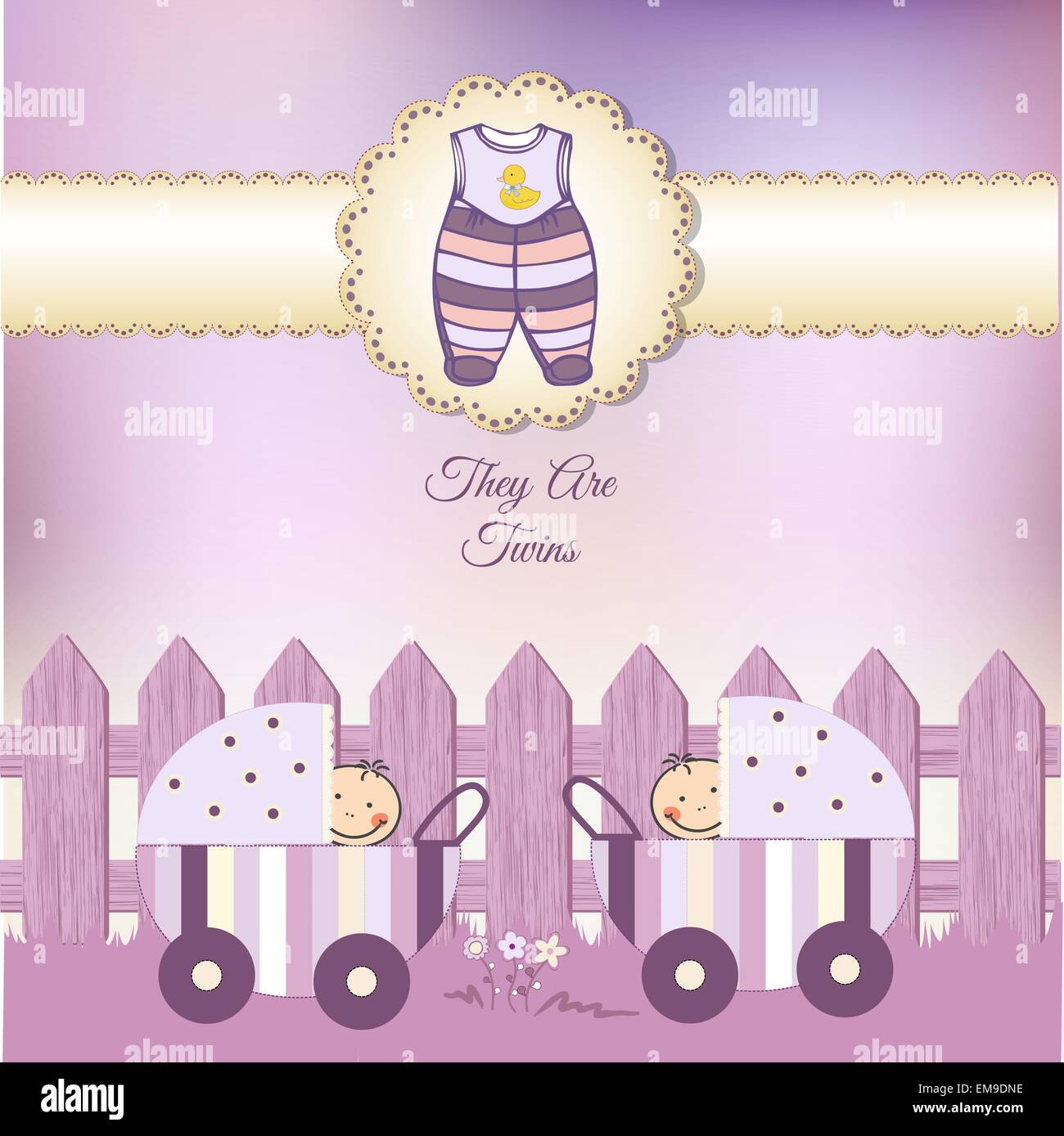 Twins announcement card Stock Vector Image & Art Alamy