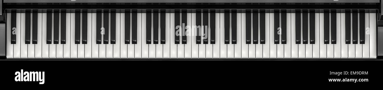 3D render of full grand piano keyboard Stock Photo