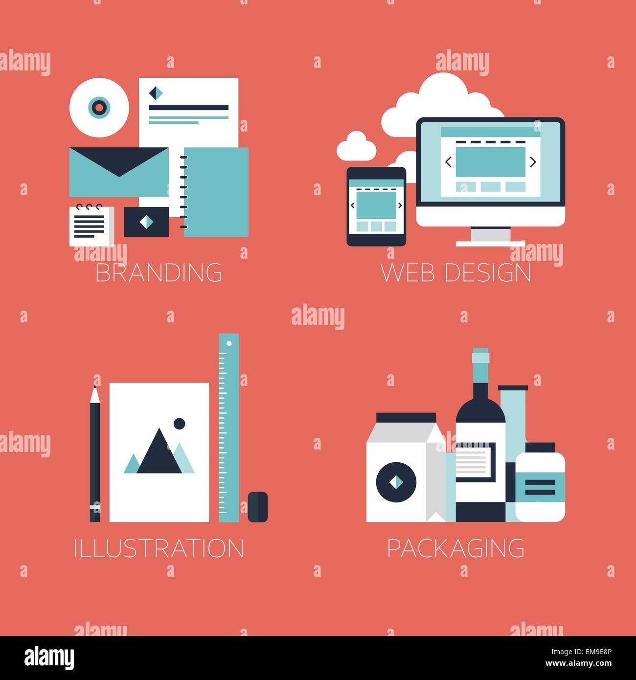 Flat design corporate style icons Stock Vector