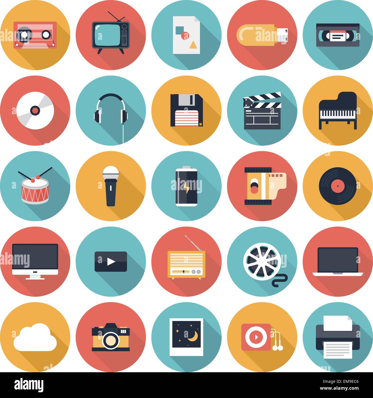 Multimedia Flat Icons Set Stock Vector Image And Art Alamy