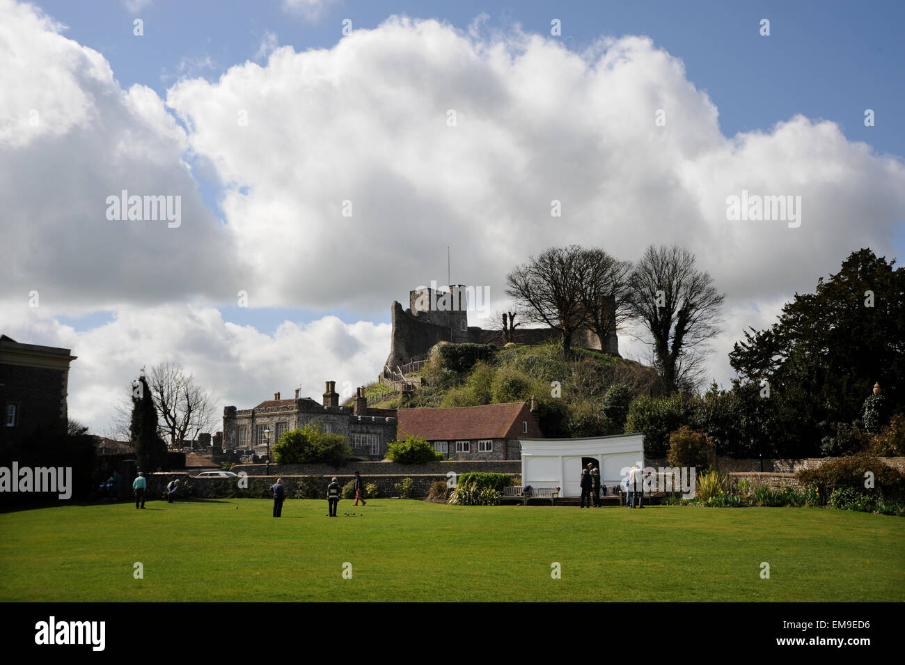 lewes Castle Bowling Green East Sussex UK has been a bowling green since at least 1640 Stock Photo