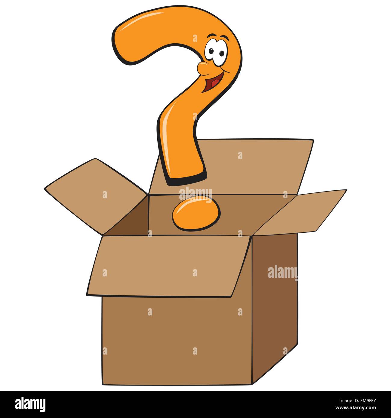 Cartoon question mark thinking outside of the box Stock Vector Art ...