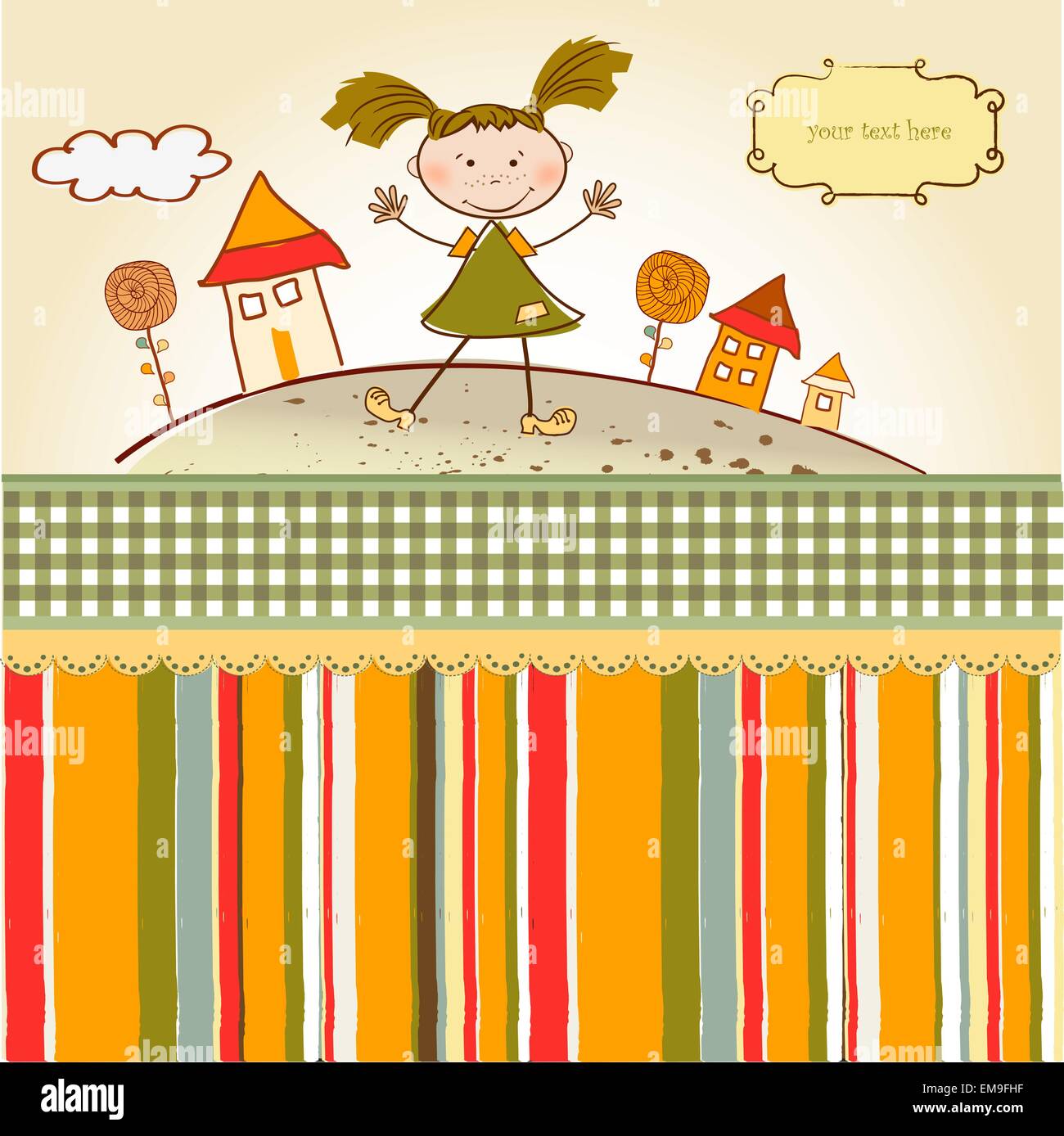 happy little girl Stock Vector Image & Art - Alamy