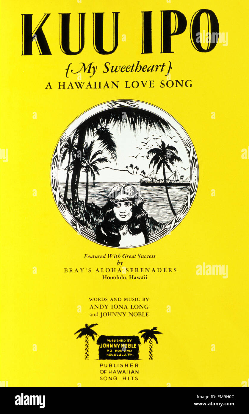 C.1930 Sheet Music, Kuu Ipo, Portrait Of A Hawaiian Girl Yellow Song