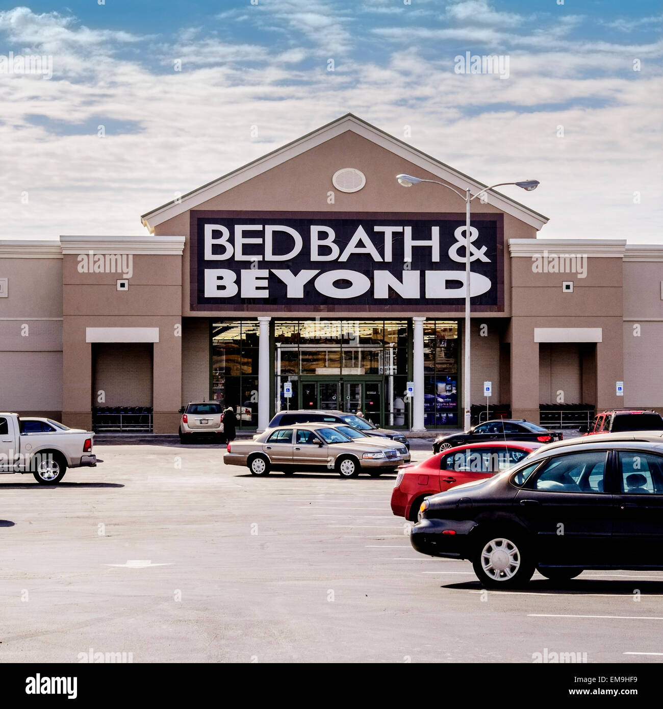 The exterior storefront of a Bed, Bath & Beyond store. Oklahoma City